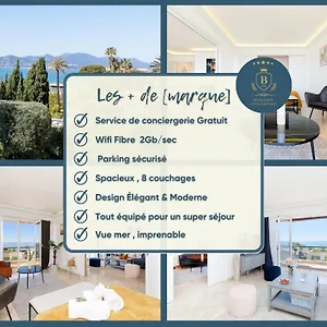 Apartment Riviera - Sea View - Clim - 50m - De Standing - Spacieux 180 M2 - Parking, Cannes